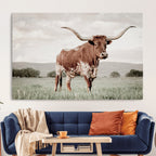 Texas Longhorn Wall Art | Framed Spotted Cattle Canvas