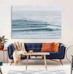 Ocean Waves Wall Art Canvas Print, Framed Surfer Lineup on a Crowded Ocean