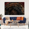 Dark Wood Ring Wall Art Canvas Print, Framed Abstract Tree Slice Print, Rustic Wood Grain Decor
