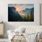 Yosemite Valley Wall Art Canvas Print, Framed Mountain Landscape National Park Art