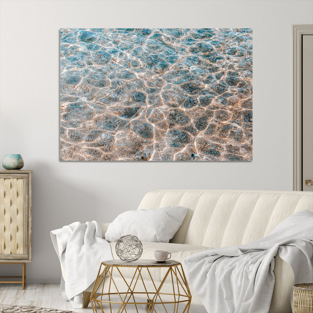 Clear Water Wall Art Canvas Print | Framed Sunlit Ocean Ripples