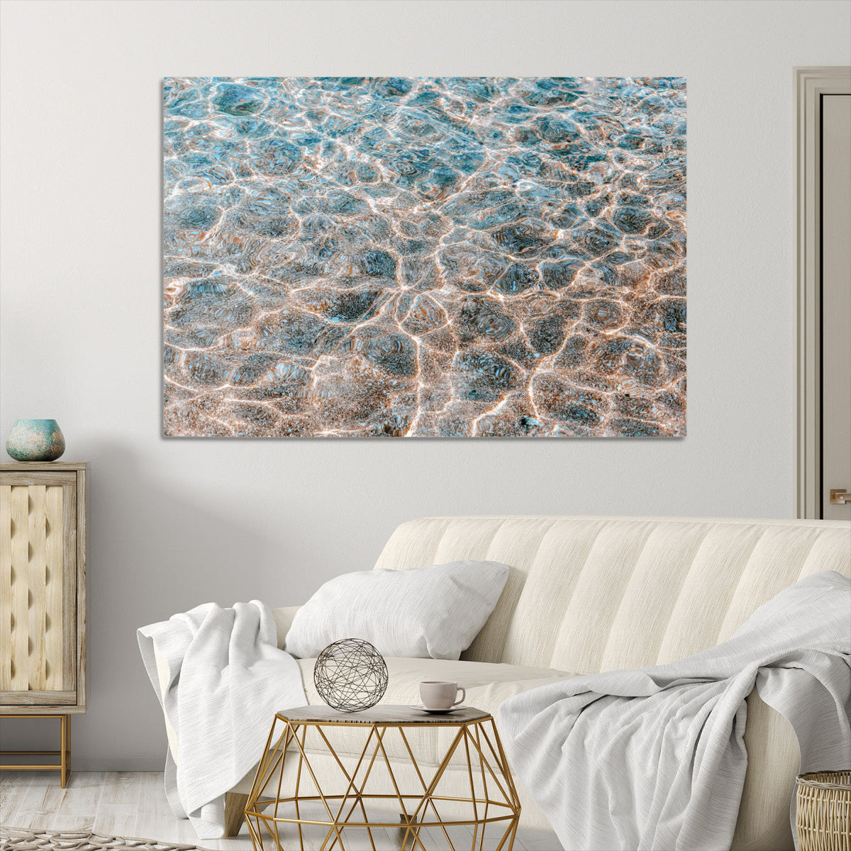 Clear Water Wall Art Canvas Print | Framed Sunlit Ocean Ripples