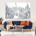 Snowy Ski Lift Wall Art | Framed Winter Mountain Canvas