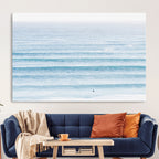 Ocean Wave Surfer Wall Art | Framed Minimal Seascape Canvas