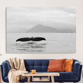 Whale Tail Wall Art | Framed Black White Ocean Canvas