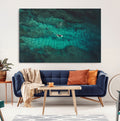 Ocean Surf Wall Art Canvas Print, Framed Vibrant Blue Waters Seascape Artwork