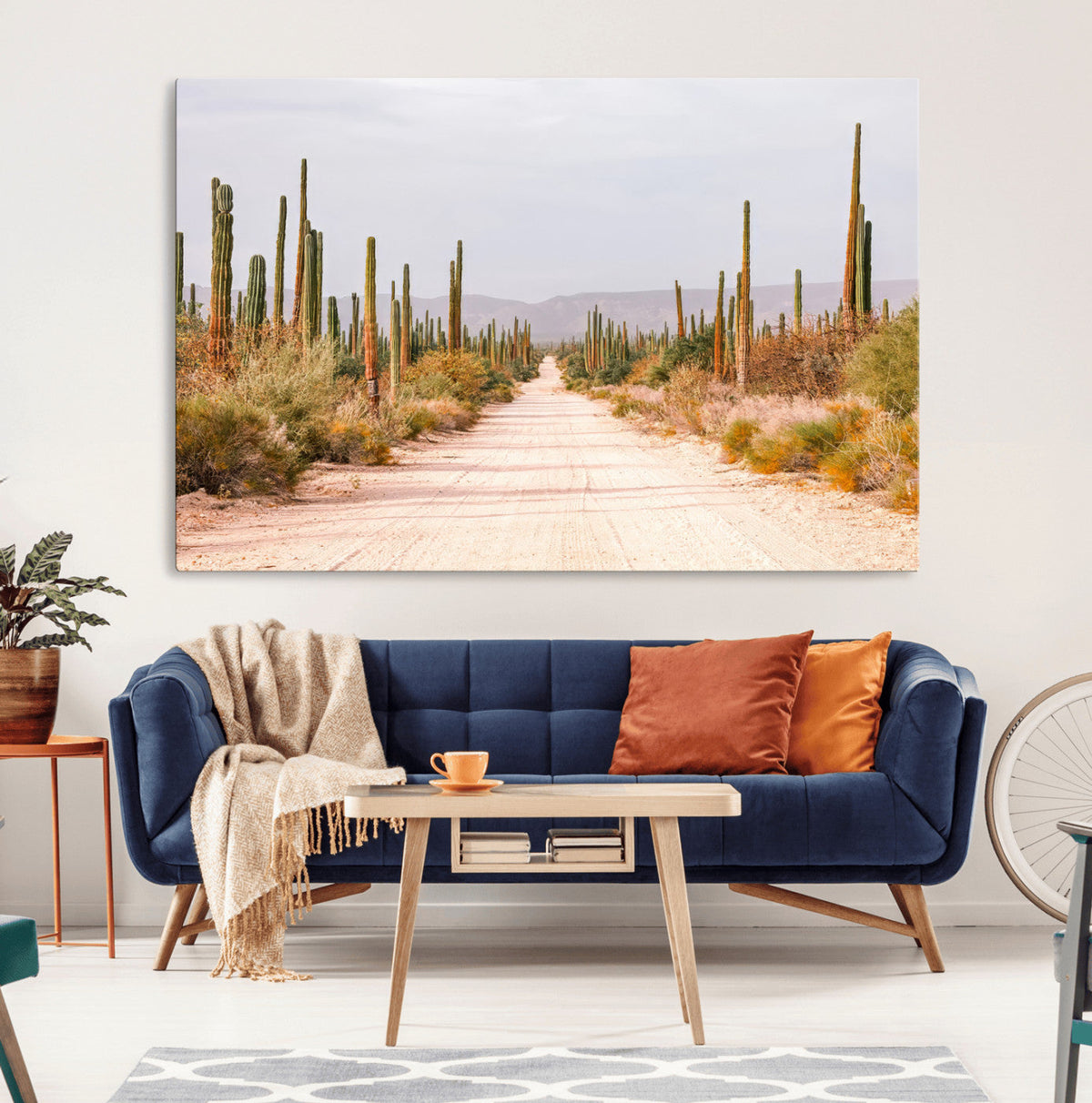 Desert Cactus Wall Art Canvas Print, Framed Southwestern Art, Bohemian Western Decor