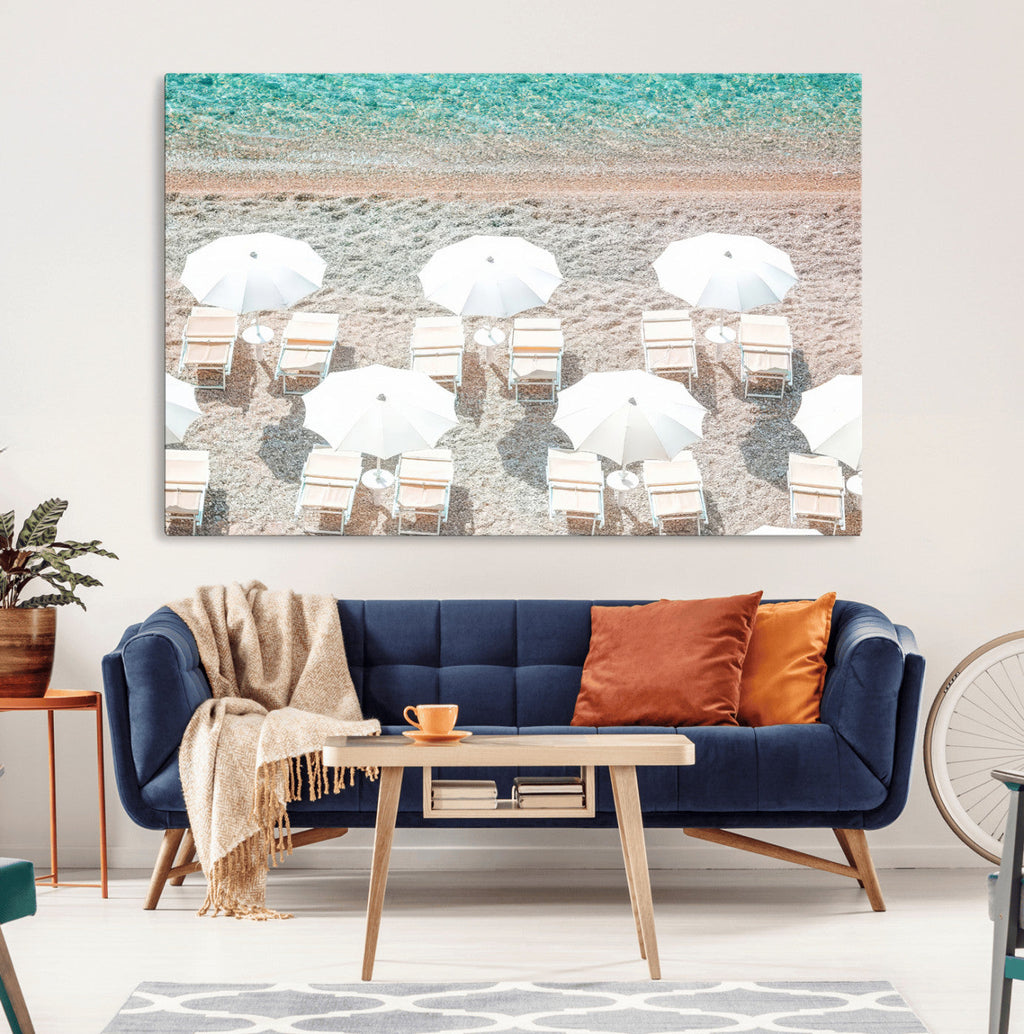 Calm Beach Wall Art | Framed Turquoise Water Canvas Artwork