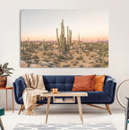 Desert Cactus Wall Art Canvas Print, Framed Baja Desert Art, Pastel Southwestern Decor