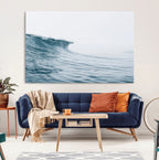 Ocean Wave Wall Art Canvas Print, Framed Coastal Decor Art, Modern Minimalist Ocean