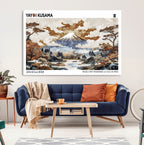 Modern Japanese Mount Fuji Canvas Art Print, Yayoi Kusama Wall Art, Framed Abstract Japanese Landscape