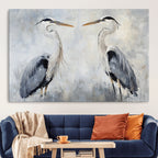Heron Wall Art Canvas Print, Framed Bird Canvas Decor, Nature Inspired Coastal Art