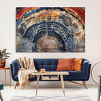 Tree Rings Wall Art Canvas Print, Framed Petrified Wood Modern Rustic