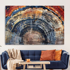 Tree Rings Wall Art Canvas Print, Framed Petrified Wood Art, Modern Rustic Decor