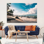 Tropical Beach Wall Art Canvas Print, Framed Ocean Waves Relaxing Seascape
