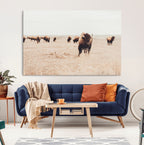 Bison Herd Wall Art Canvas Print, Framed Western Prairie Serenity