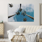 Tropical Palm Trees Wall Art Canvas Print, Framed California Sky Minimalist Nature