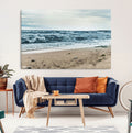 Ocean Wall Art Canvas Print, Framed Moody Seascape with Waves and Horizon