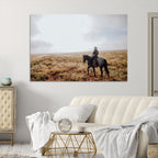 Cowboy Wall Art Canvas Print, Framed Western Rustic Ranch Scene