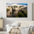 Tranquil Forest Scene Wall Art Canvas Print, Framed Moody Sunbeam Through Trees