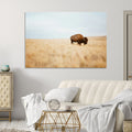 Buffalo Wall Art Canvas Print, Framed Western Wildlife Rustic Prairie Scene