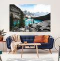Canadian Rockies Wall Art Canvas Print, Framed Mountain Landscape with Turquoise Water