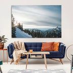 Snowy Mountains Wall Art Canvas Print, Framed Alpine Landscape Frosty Peaks Artwork