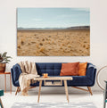 Desert Plains Wall Art Canvas Print, Golden Light Over Dry Grass and Open Horizon