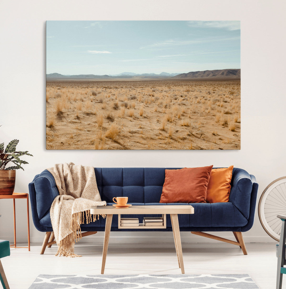 Desert Plains Wall Art Canvas Print, Golden Light Over Dry Grass and Open Horizon
