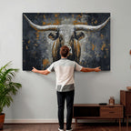 Rustic Bull Wall Art Canvas Print, Longhorn Wall Decor