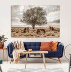 Texas Longhorn Cattle Wall Art, Rustic Western Ranch Canvas