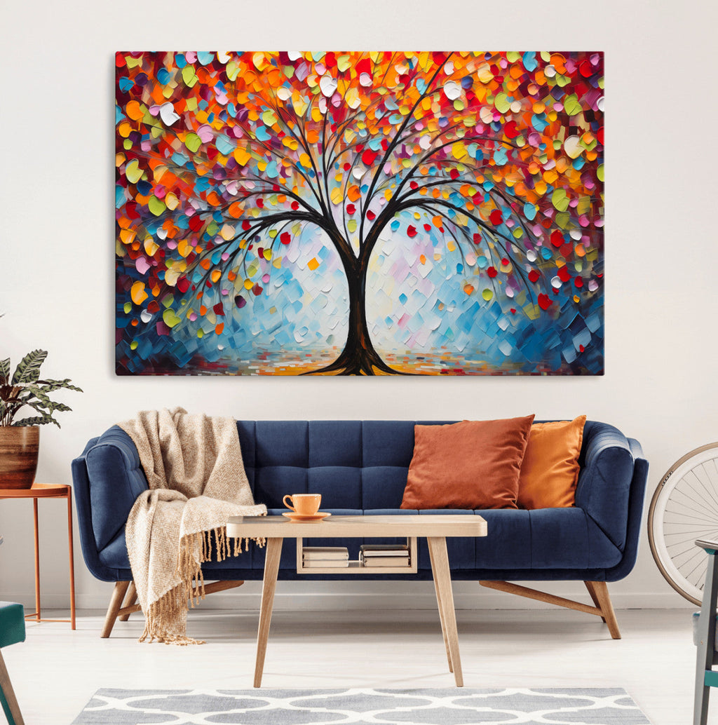 Vibrant Tree of Life Canvas Wall Art | Colorful Abstract Nature