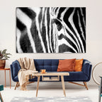Zebra Stripes Wall Art Canvas Print, Black and White Close Up Wildlife Pattern