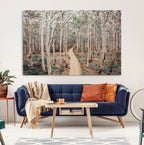 Forest Dirt Road Wall Art Canvas Print, Scenic Woodland Pathway with Tall Trees