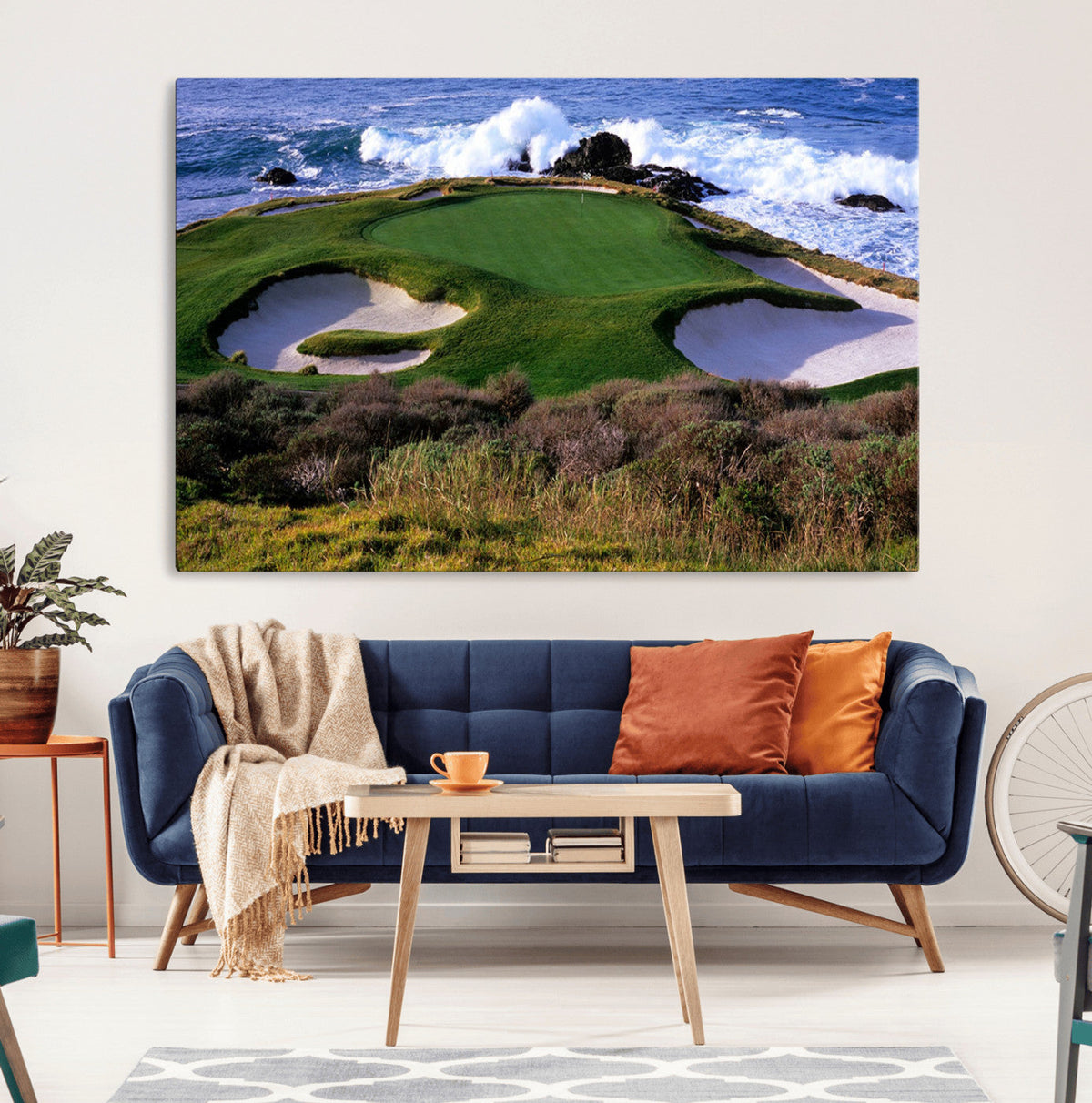 California Pebble Beach Golf Links Wall Art Canvas Print, Iconic Monterey Coastal Golf Course