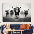 Texas Longhorn Wall Art Canvas Print, Framed Speckled Cow