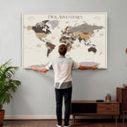 Personalized Travel Tracker Map with Pins, Framed World Map for Home and Office