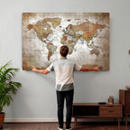 Vibrant Watercolor World Map Canvas Wall Art | Framed Travel Map