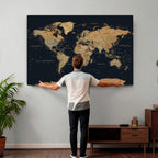 Vintage World Map Earth Globe Countries Oceans Continents
