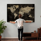 Push Pin World Map Canvas Wall Art Print, Interactive Travel Map