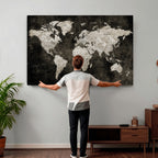 Vintage World Map Wall Art Canvas Print | Framed Large Map Wall Art