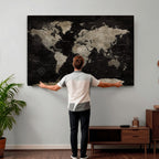 Detailed World Map Wall Art Print | Large Framed World Map Canvas