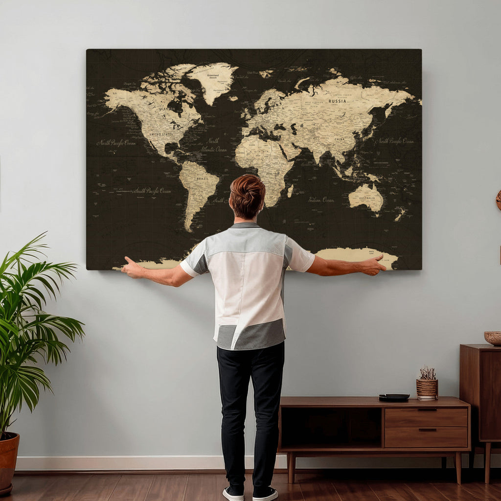 World Map Canvas Print | Framed World Map Wall Art for Couples
