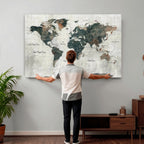 World Map Canvas Print | Framed Travel Map Wall Art for Couples