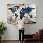 Rustic World Map Canvas Print | Framed Wall Art for Couples