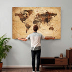 Modern Red and Gray World Map Canvas Print | Framed Wall Art