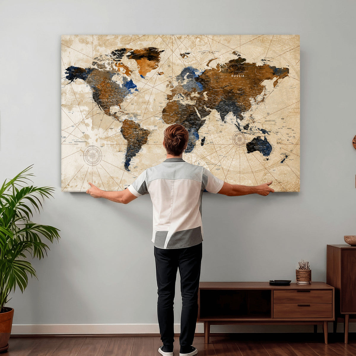 World Map Canvas Art Print | Framed Travel Map Wall Art