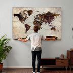 World Map Canvas Triptych | Colorful Global Wall Art for Living Rooms