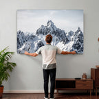 Snowy Mountain Range Canvas Print, Alpine Peaks Landscape Wall Art