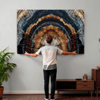 Abstract Wood Grain Canvas Print, Tree Ring Pattern Wall Art, Extra Large Living Room Wall Decor